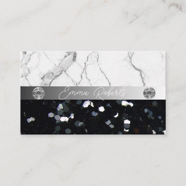 Silver Black Diamond Coach Business Card (Front)