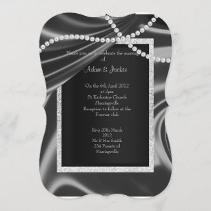Silver black diamond stand elegant wedding custom invitation