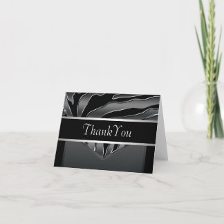 Silver Black Elegant Zebra Thank You Card