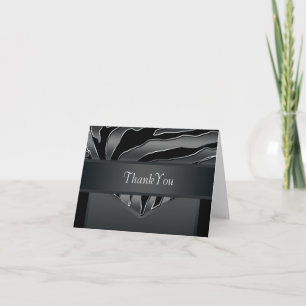 Silver Black Elegant Zebra Thank You Card