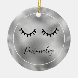 Silver Black Eyelashes Ceramic Tree Decoration