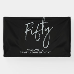 Silver & Black Fifty 50th Birthday Party Welcome Banner