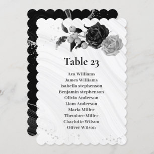 silver & black flowers seating chart table number