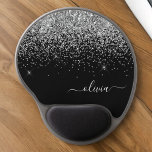 Silver Black Girly Glitter Sparkle Monogram Name Gel Mouse Mat<br><div class="desc">Silver and Black Sparkle Glitter Monogram Name and Initial Mousepad (Mouse Pad). This makes the perfect sweet 16 birthday,  wedding,  bridal shower,  anniversary,  baby shower or bachelorette party gift for someone that loves glam luxury and chic styles.</div>