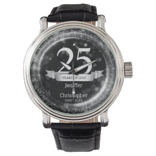 Silver Black Glitter Edit Year Wedding Anniversary Watch