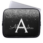 Silver Black Glitter Glam Chic Monogram