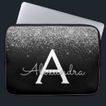 Silver Black Glitter Glam Chic Monogram Laptop Sleeve<br><div class="desc">Silver and Black Faux Glitter and Sparkle Elegant Monogram Case. This case can be customised to include your initial and first name.</div>