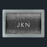 Silver Black Glitter Monogram Girly Name Initials Belt Buckle<br><div class="desc">Black and Silver Sparkle Glitter Monogram Name Belt Buckle. This makes the perfect graduation,  sweet 16 16th,  18th,  21st,  30th,  40th,  50th,  60th,  70th,  80th,  90th,  100th birthday,  wedding,  bridal shower,  anniversary,  baby shower or bachelorette party gift for someone that loves glam luxury and chic styles.</div>