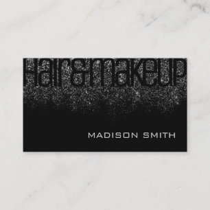 Silver Black Glitter Sparkle Glamour Luxury Beauty Business Card