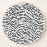 Silver Black Glitzy Zebra Print Glitter
