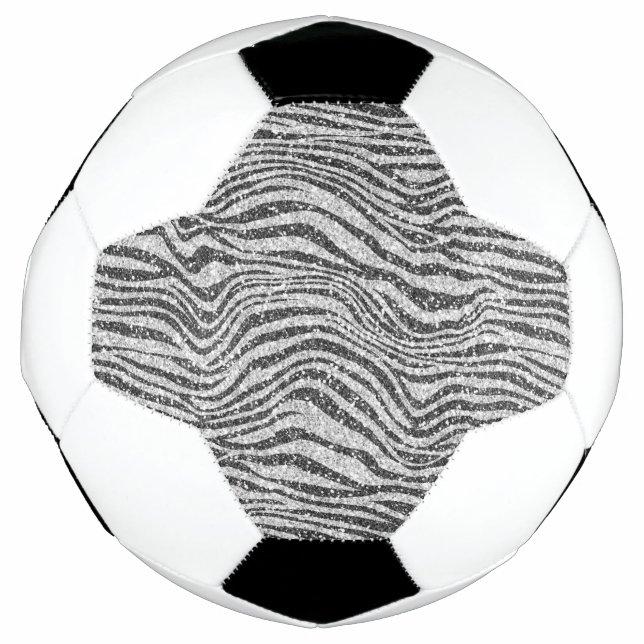 Silver Black Glitzy Zebra Print Glitter          Football (Front)