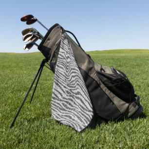 Silver Black Glitzy Zebra Print Glitter Golf Towel
