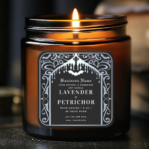 Silver Black Gothic Vampire Candle Product Label