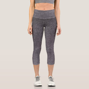 Silver-Black Gradient Glitters Capri Leggings