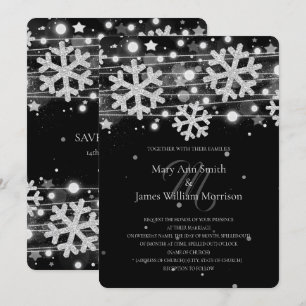 Silver & Black Holiday Wedding Save The Date Invitation