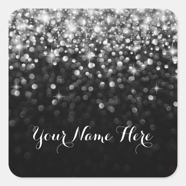 Silver Black Hollywood Glitz Glam Place Sticker (Front)