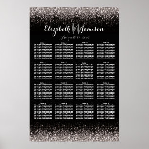 Silver Black Hollywood Glitz Glam Seating Chart