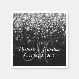 Silver Black Hollywood Glitz Glam Wedding Napkin
