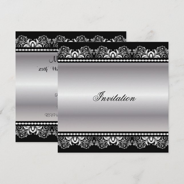 Silver Black Lace | Any Occasion Invitation (Front/Back)