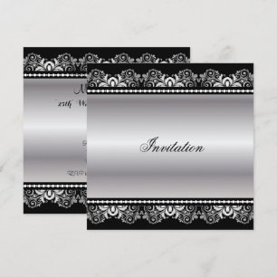 Silver Black Lace   Any Occasion Invitation