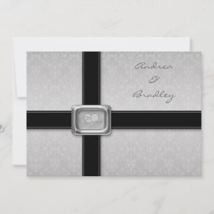 Silver Black Love Medallion Wedding Invitation
