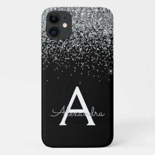 Silver Black Luxury Glitter Monogram iPhone 11 Case