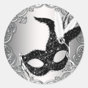 Silver Black Mask Masquerade Envelope Seal Favour