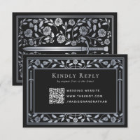 Silver Black Mediaeval Sword Wedding RSVP QR Code