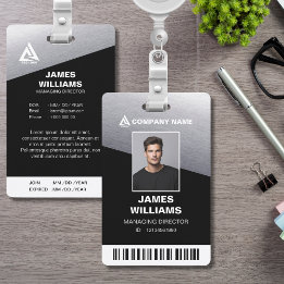 Silver Black Minimalist Modern | Barcode ID Badge