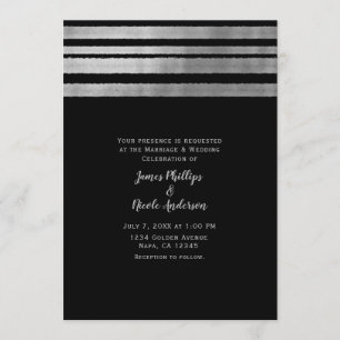 Silver & Black Modern Chic Elegant Wedding Invitation