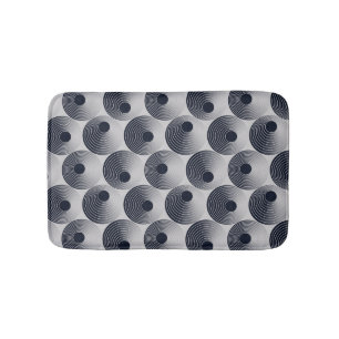 Silver-black mosaic: concentric rings texture. bath mat