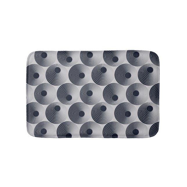 Silver-black mosaic: concentric rings texture. bath mat (Front)