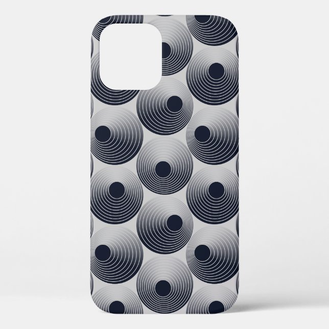 Silver-black mosaic: concentric rings texture. Case-Mate iPhone case (Back)