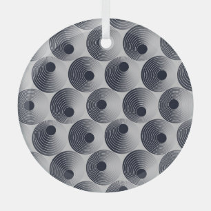 Silver-black mosaic: concentric rings texture. glass tree decoration