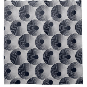 Silver-black mosaic: concentric rings texture. shower curtain