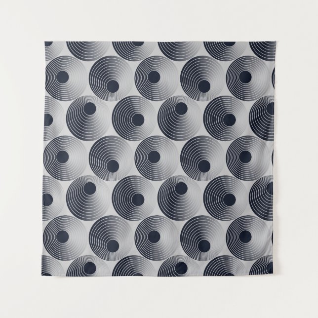 Silver-black mosaic: concentric rings texture. tapestry (Front)