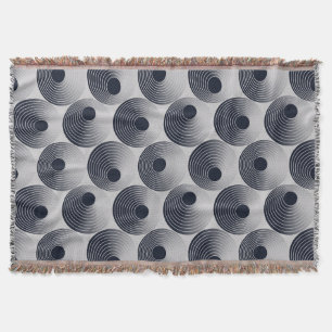 Silver-black mosaic: concentric rings texture. throw blanket