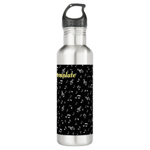 silver black,note, musical, melody, music, sound, 710 ml water bottle