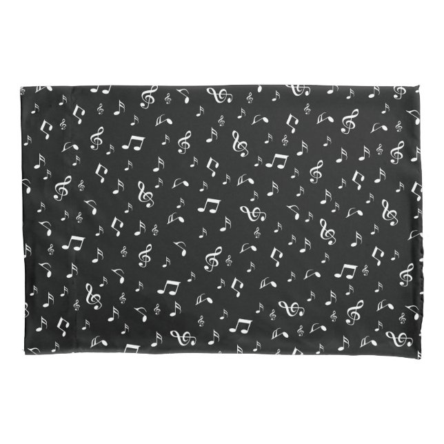 silver black,note, musical, melody, music, sound, pillowcase (Front)