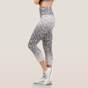 Silver-Black Ombre Glitters Capri Leggings