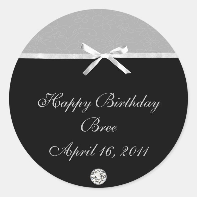 Silver & Black Party Invitation Water/Wine Labels (Front)