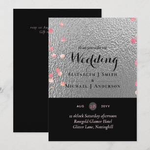 Silver Black Pink Rosegold Confetti Wedding