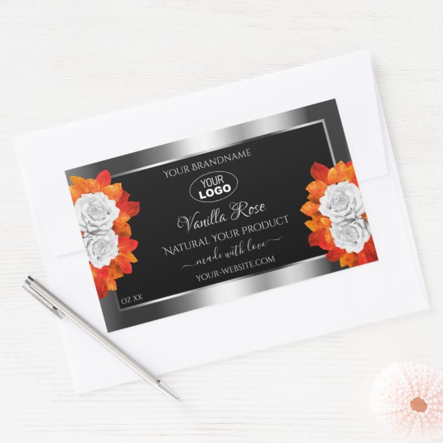 Silver Black Product Label Orange White Roses Logo (Envelope)