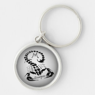 Silver Black Scorpio Zodiac Scorpion Symbol Key Ring