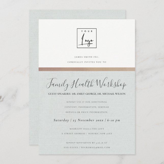 SILVER BLACK SKETCH STRIPE LINE TALK SEMINAR EVENT INVITATION (Front/Back)