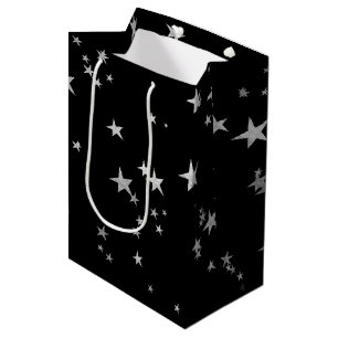 Silver Black Stars Medium Gift Bag