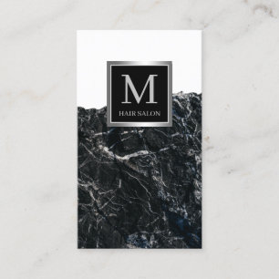Silver black stylish hair salon business card