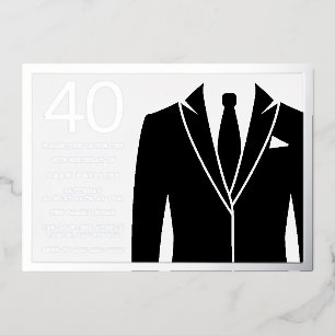 Silver & Black Suit & Tie 40th Birthday Party Foil