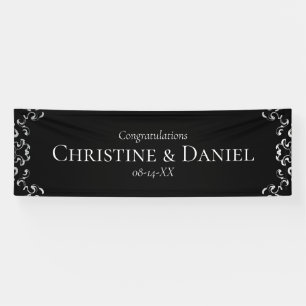 Silver & Black Swirl Gothic Wedding Banner