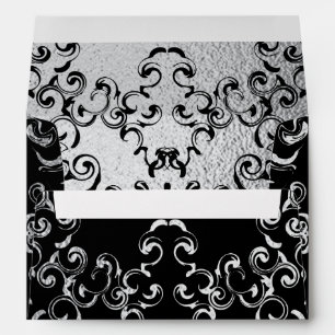 Silver & Black Swirl Gothic Wedding Envelope